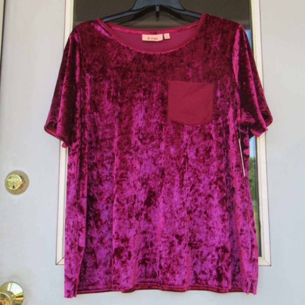 3X EVRI velvet like top with pocket size 3X - Picture 4 of 17